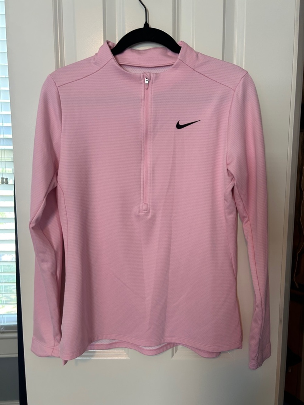 Nike Women's Light Pink Half-Zip Long Sleeve Performance Top